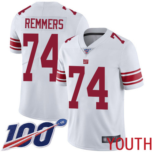 Youth New York Giants #74 Mike Remmers White Vapor Untouchable Limited Player 100th Season Football NFL Jersey->youth nfl jersey->Youth Jersey